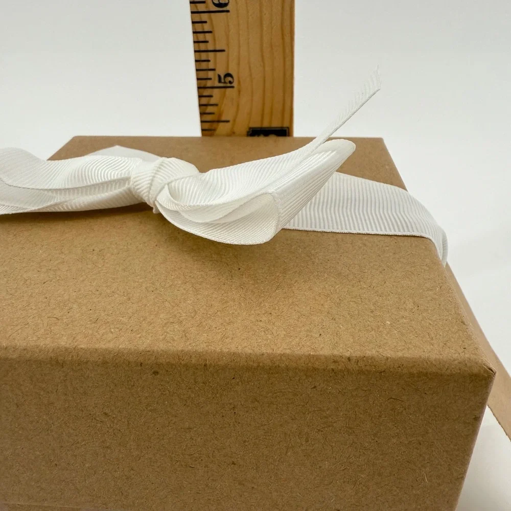 Spritz Kraft Paper Gift Box Lot Of 24 White Polka Dot Ribbon‎ Tag 4.25